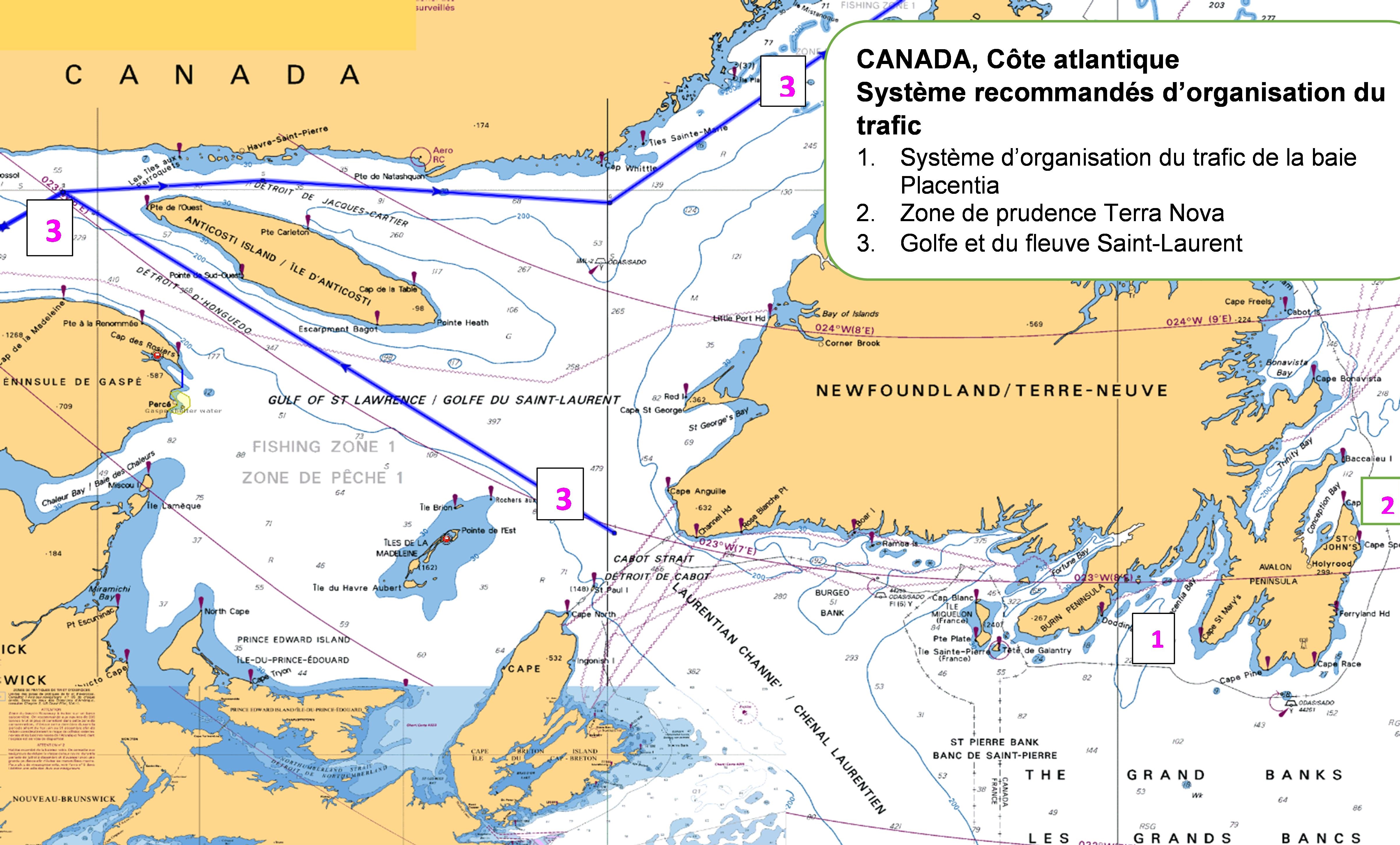 Systèmes d'itinéraires canadiens recommandés – Côte atlantique