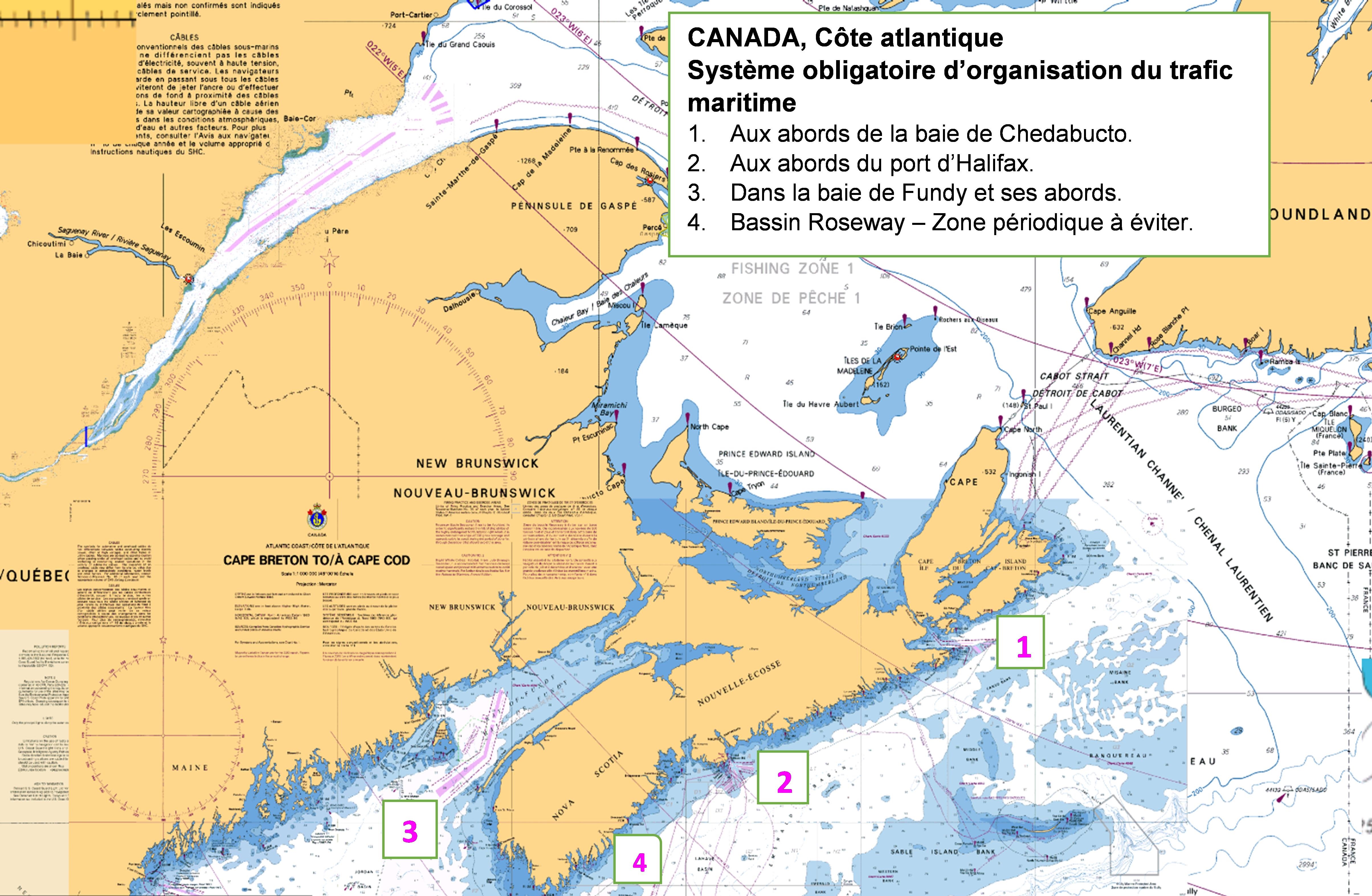 Adoption de l'OMI - Système de routage canadien obligatoire – TSS de la côte atlantique