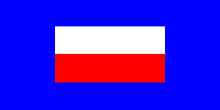 Une image du drapeau spécial du service d'inspection, un rectangle 
       composé de deux barres horizontales, blanches sur rouge, entourées de 
       bleu