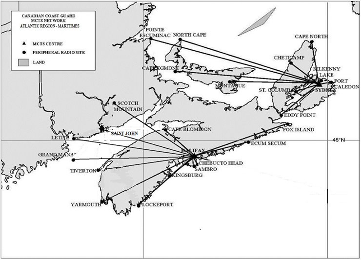 Map MCTS network Maritimes