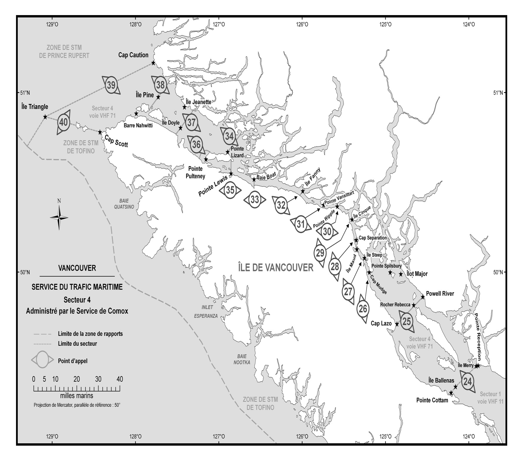 carte de Vancouver Services du trafic maritime Secteur 4